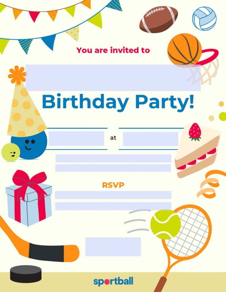 Sportball Birthday Party Invitation