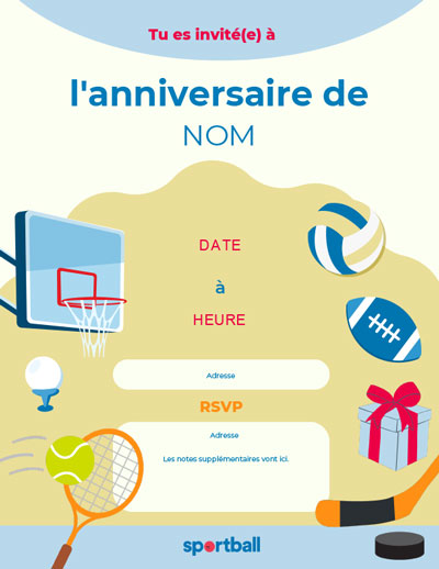 Invitation à une fête d'anniversaire pour les grands enfants