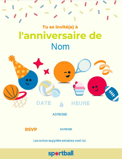 Invitation à une fête d'anniversaire pour les petits enfants